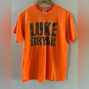 Gildan Luke Bryan Realtree Florescent Orange Graphic Tshirt Size Medium
